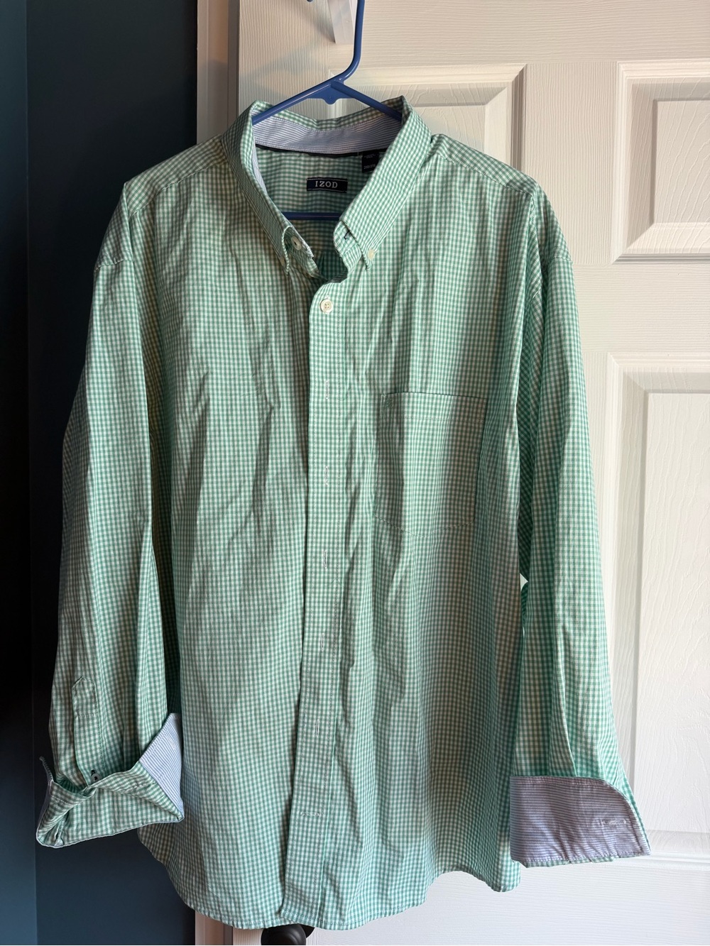 Izod Light Green Micro-Check Button-Down Shirt